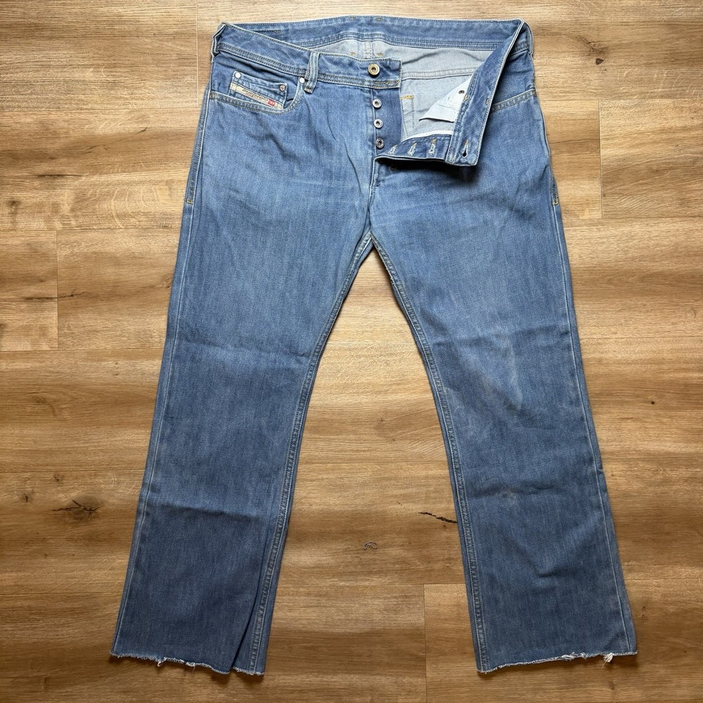 Diesel Zatiny Jeans Men 34x28 Blue Regular Bootcut Denim Western 008GW (Hemmed)